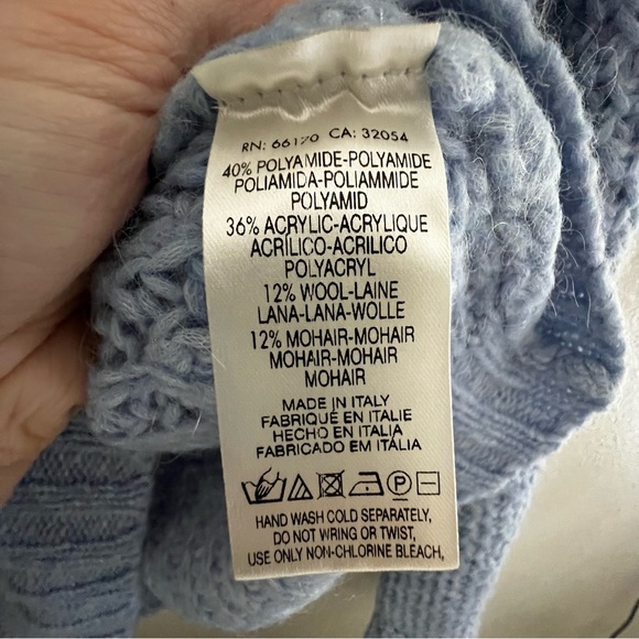 Moth Coastal Blue Knitted bell sleeve sweater size Medium wool blend - Picture 10 of 12